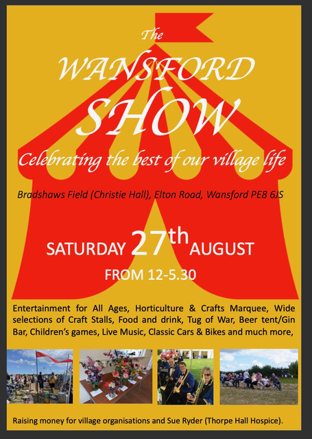 Wansford Show will take place again on Bradshaw’s Field, Saturday 27th August 2022!