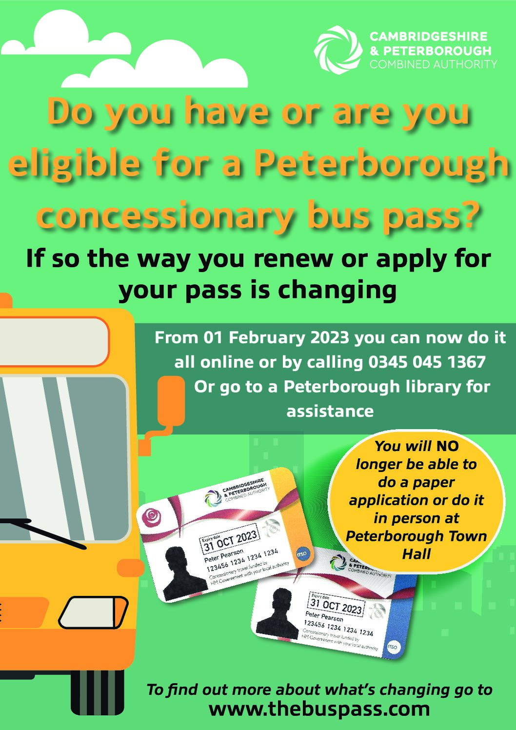 Changes to how you can apply for a bus pass from 1 February 2023