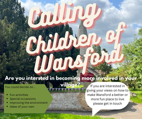 Interested?  Then get in touch with Jane on jane.taylor-pitt@wansford-pc.gov.uk
